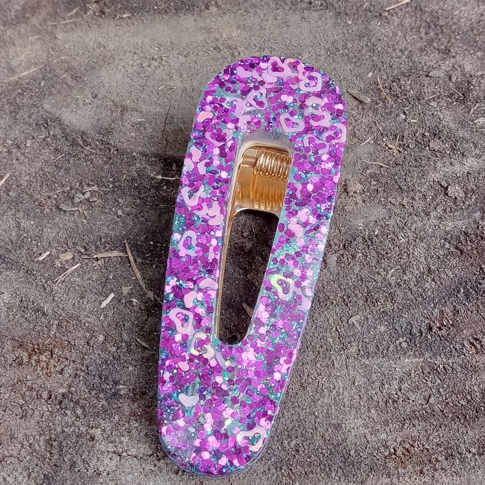 Hand Crafted Purple Glitter Hair Clip